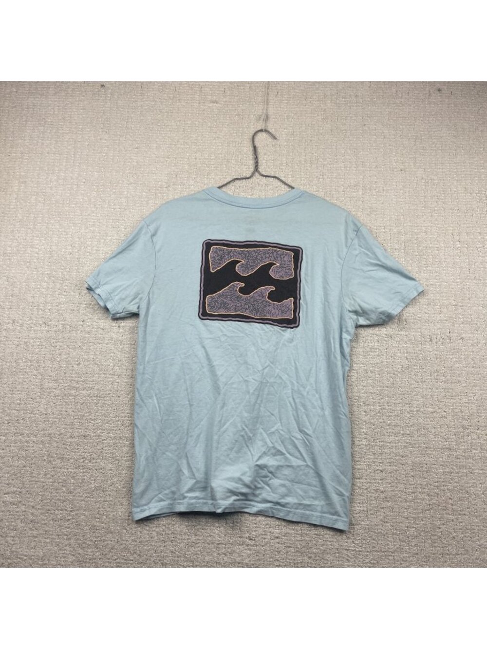 Y2K Billabong Surf Doodle Wave Logo Men's Graphic T Shirt Size S Baby Blue Skate